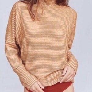 Out From Under Urban Outfitters Women's Brown Striped Mock Neck Sweater - Large